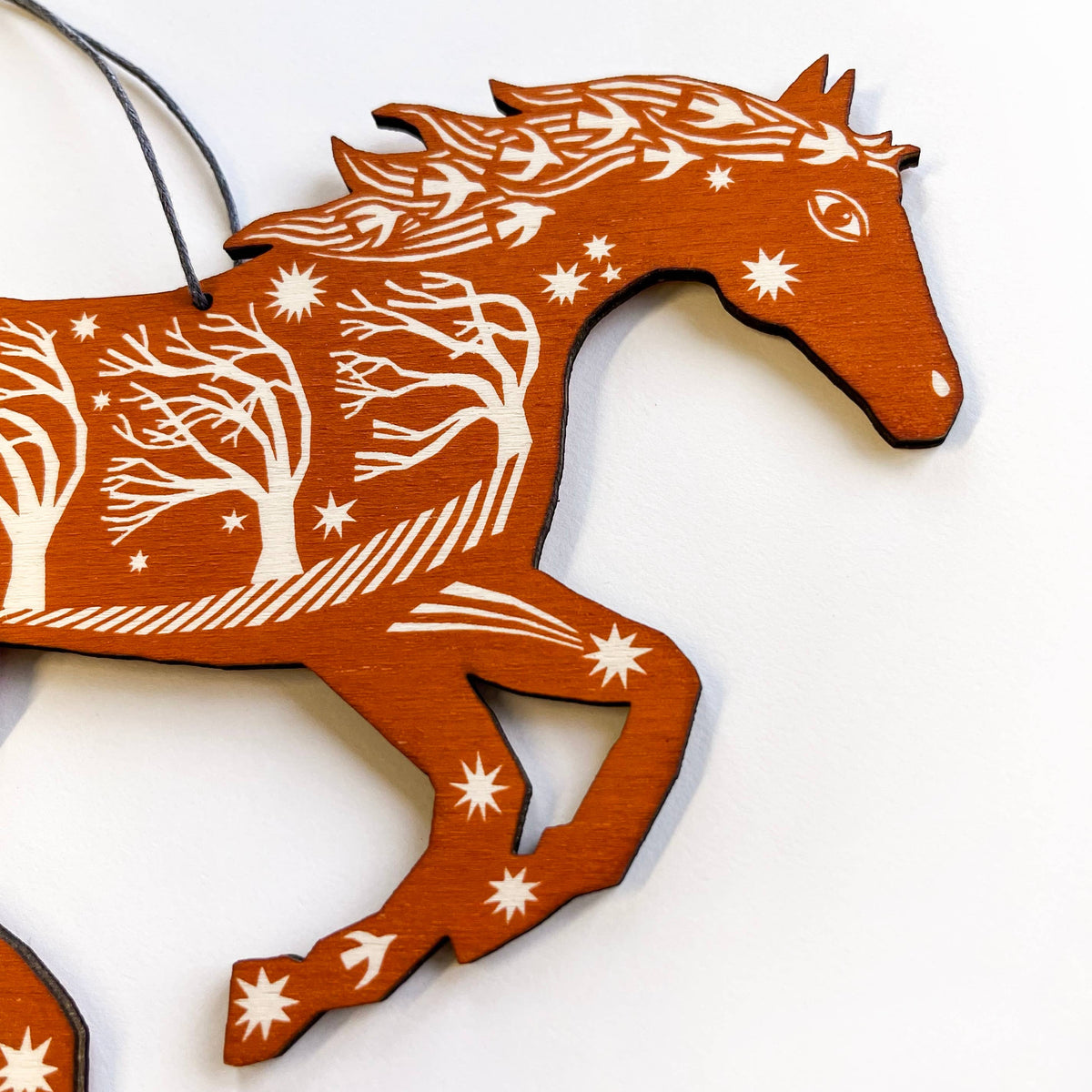 Ginger Horse - Screen Printed Wooden Ornament