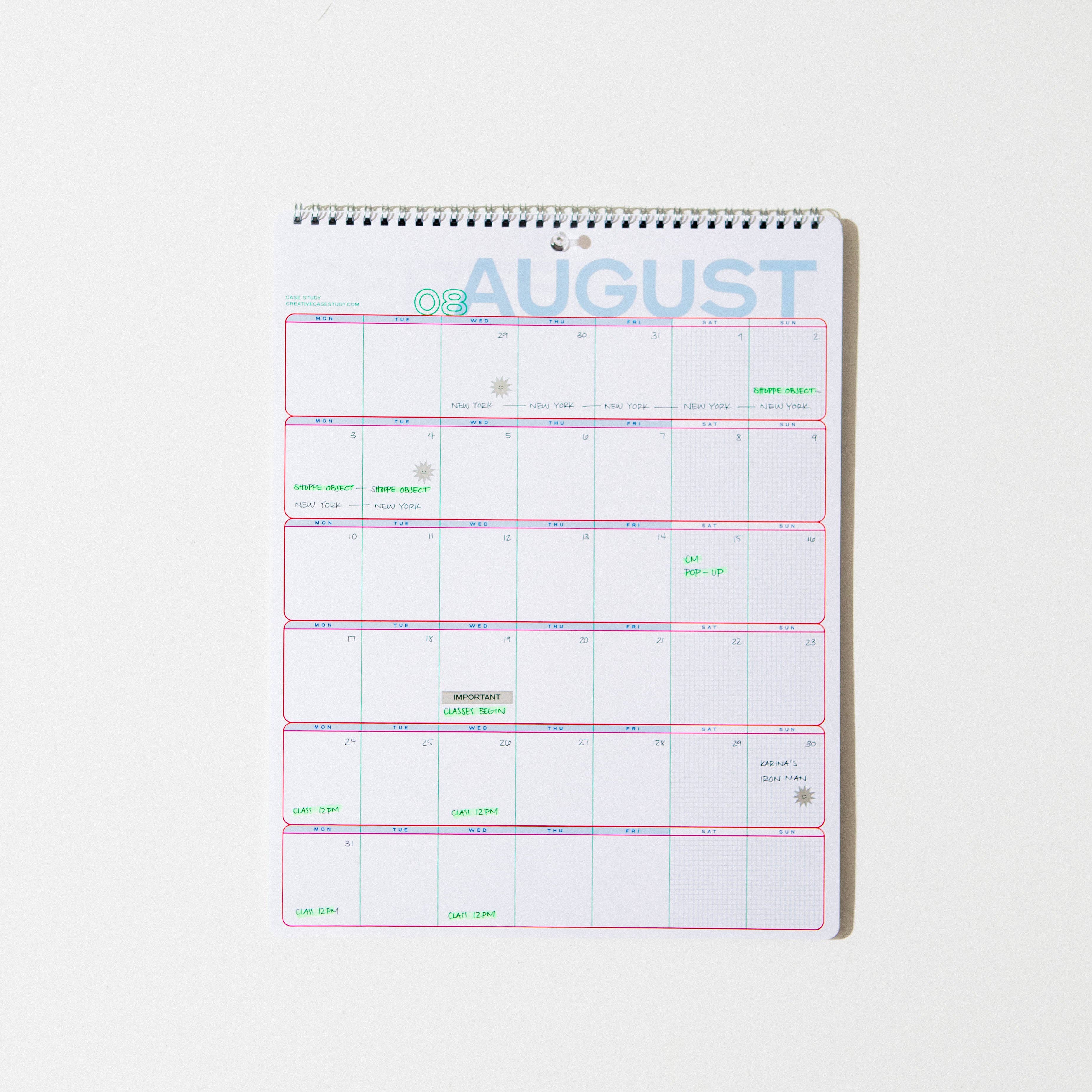 Utilitarian Undated Monthly Wall Calendar