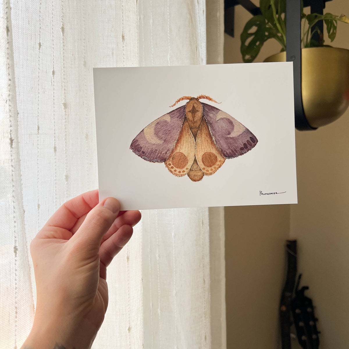 Amethyst Mineral Moth Print - 5" x 7"