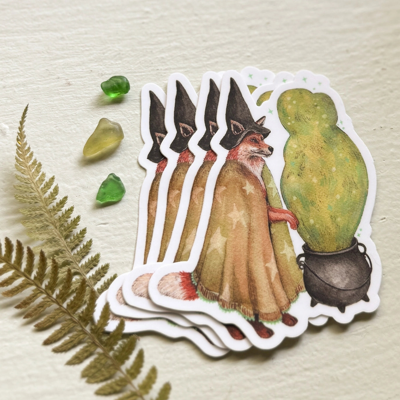 Witchy Whiskers Cauldron Fox Sticker