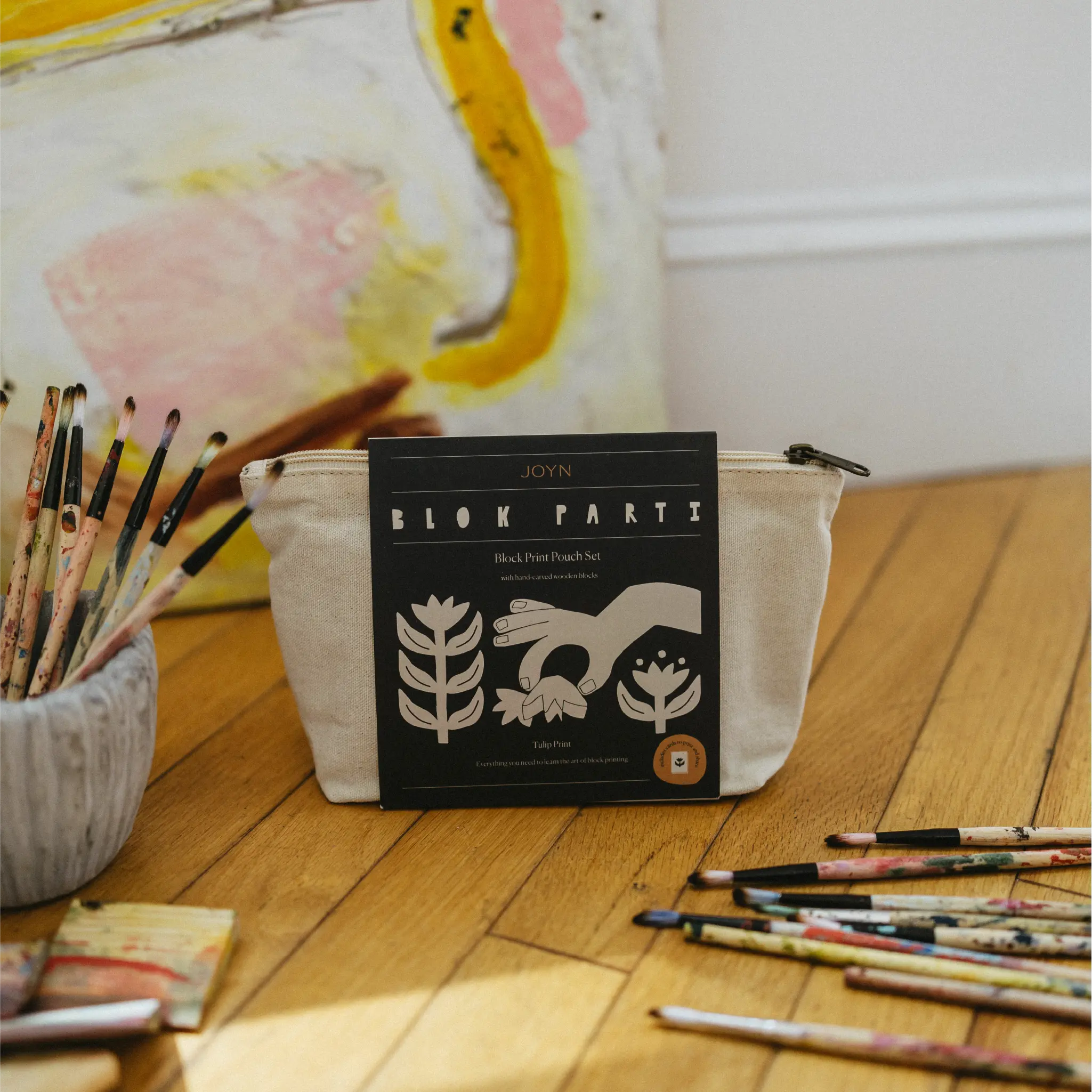 Block Printing Kit: Tulip Zip Pouch Set
