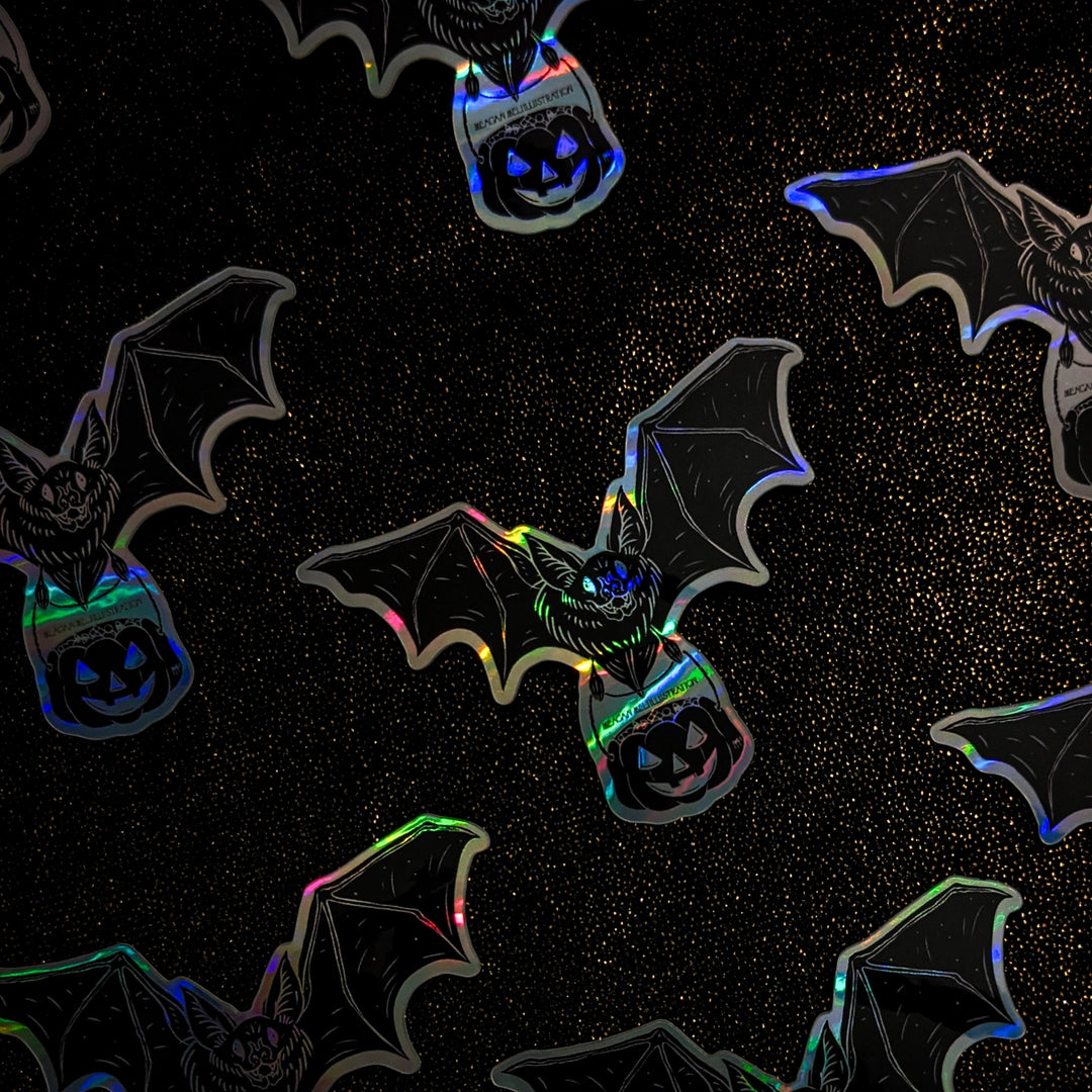 Nocturna, Bearer of Treats Holographic Bat Sticker