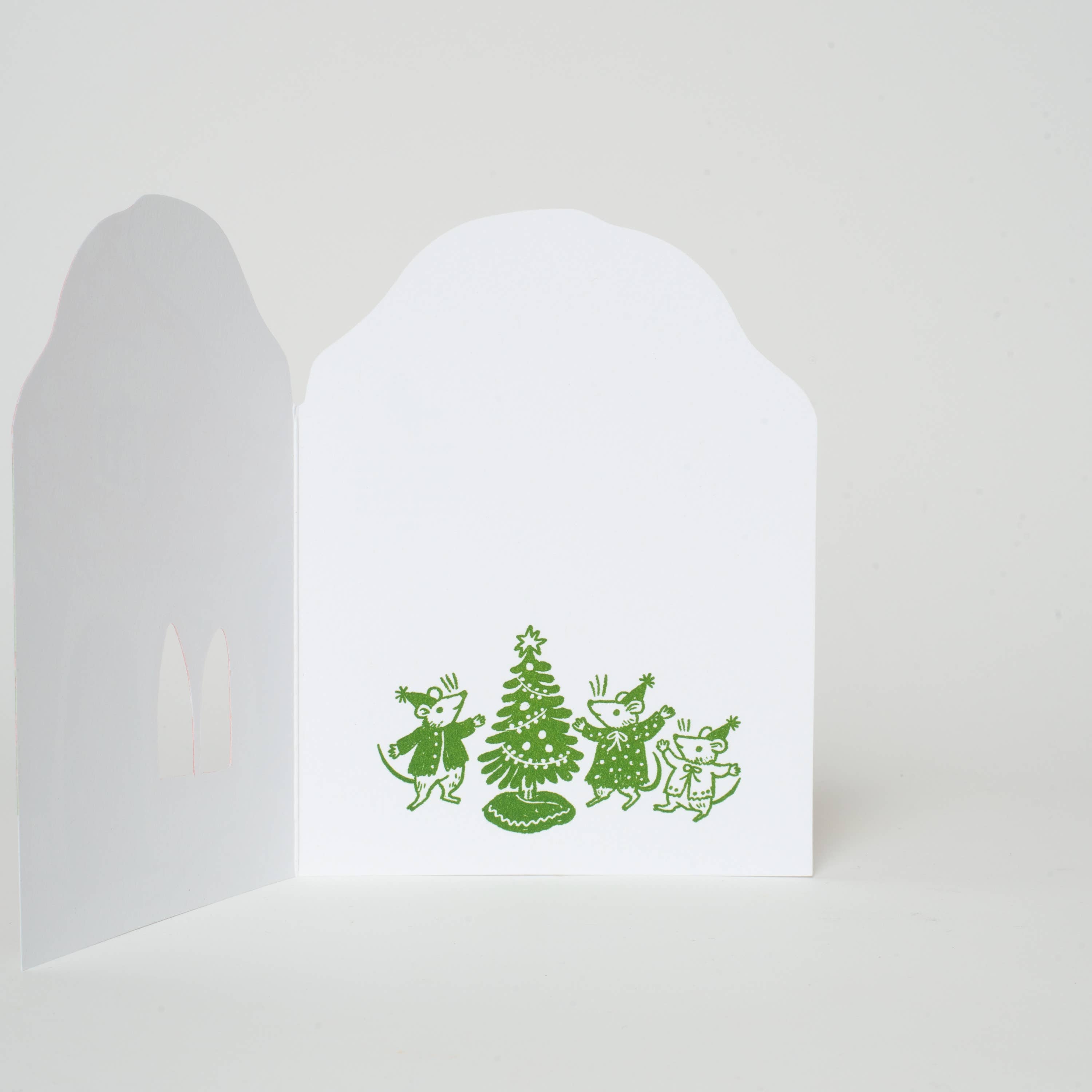 Merry Mushroom House Holiday Letterpress Card
