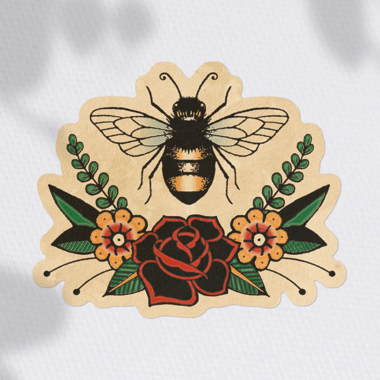 American Traditional Tattoo Bee Sticker