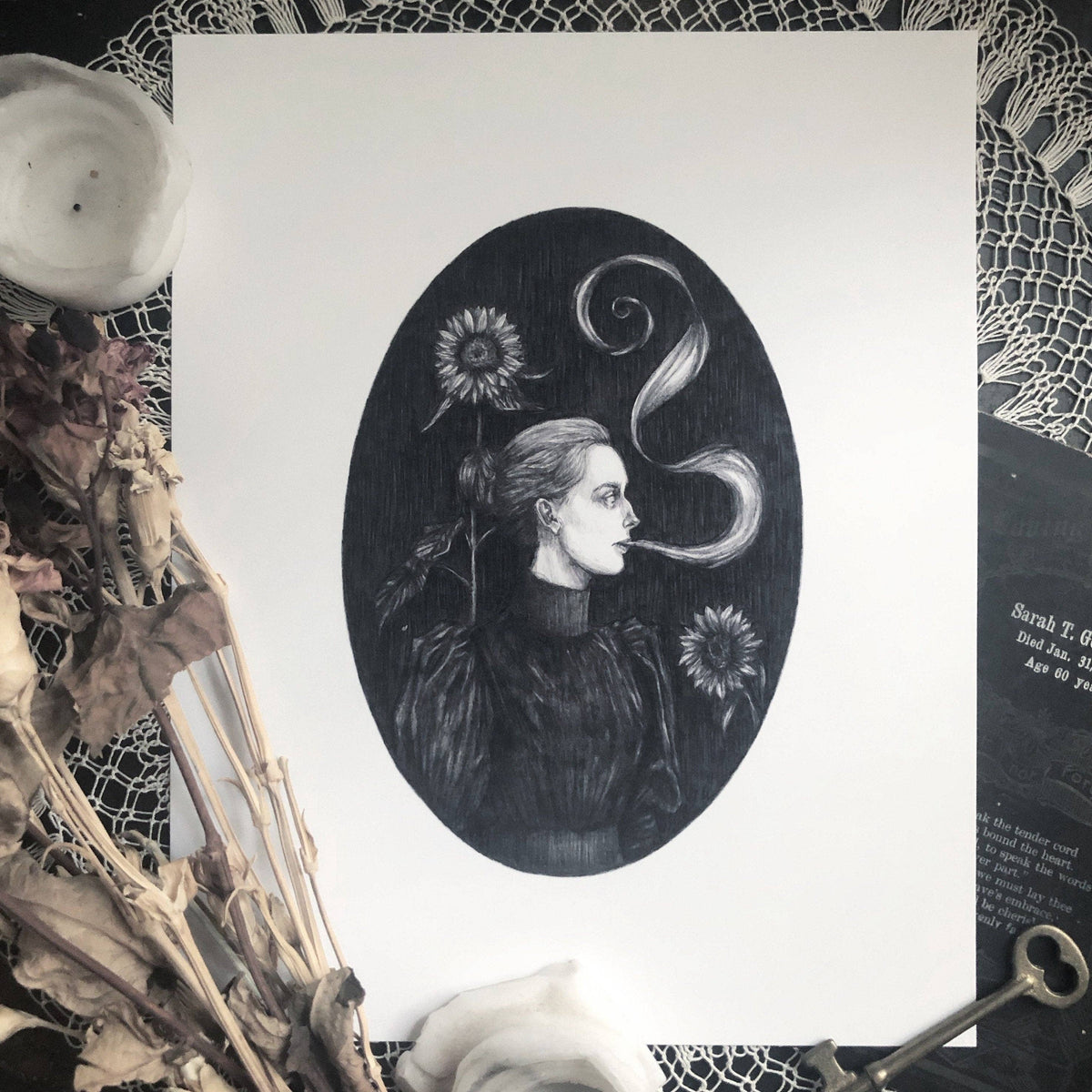 Midnight Blooms - Victorian Mourning Print