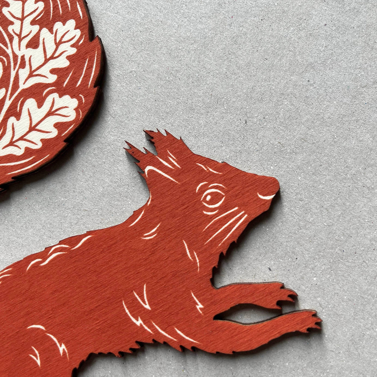 Red Squirrel - Screen Printed Wooden Ornament