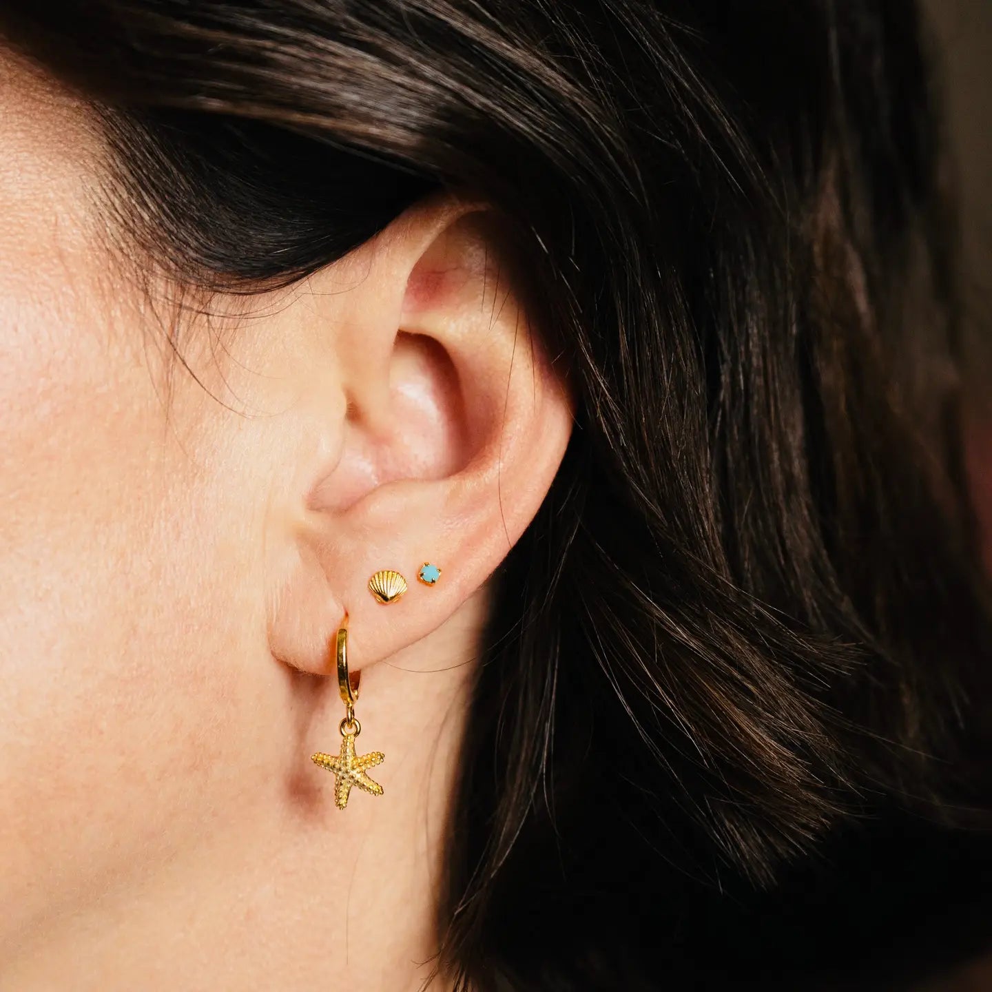 Starfish Huggie Hoop Earrings