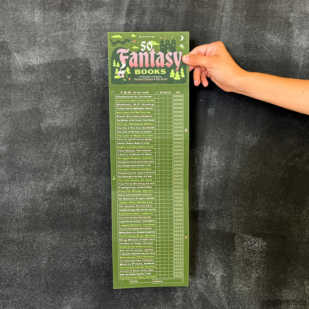 50 Fantasy Books Checklist Bookmark