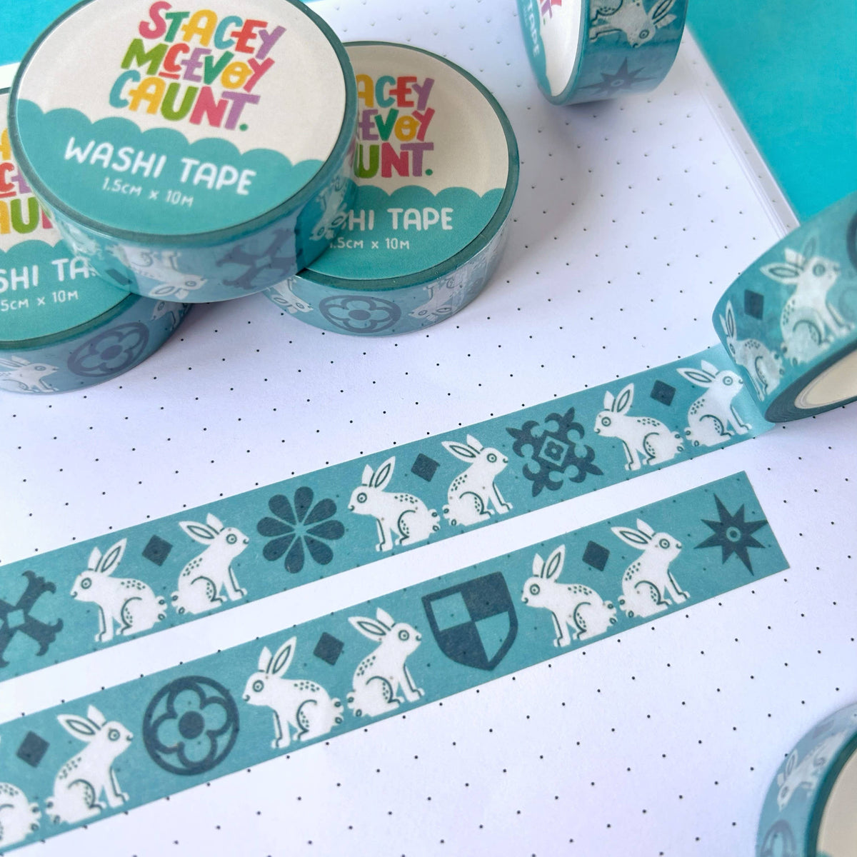 Blue Medieval Bunny Washi Tape