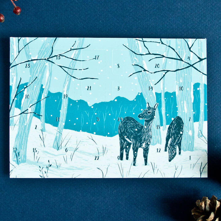 Advent Calendar Postcard - Blue Forest Animals