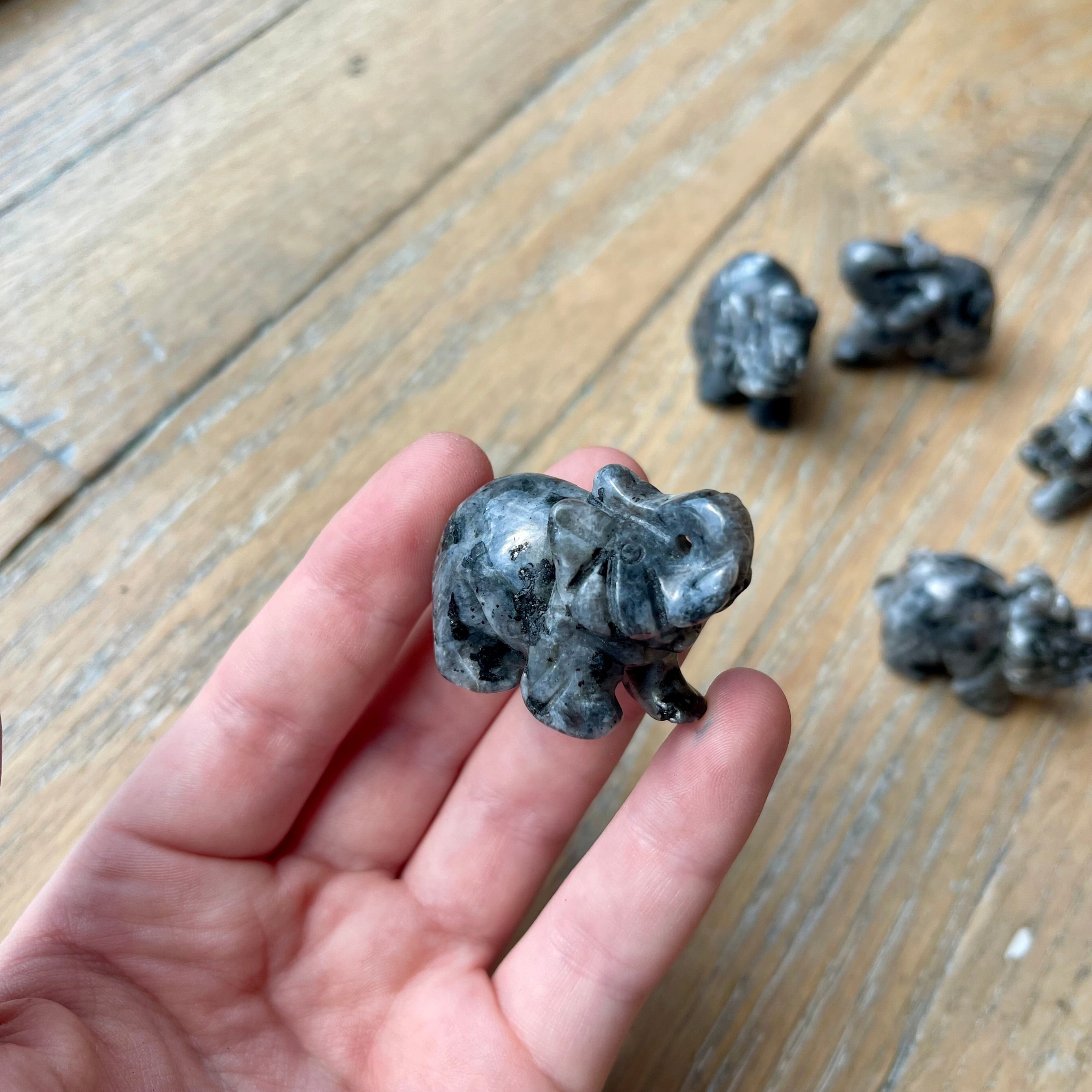 Larvikite - Elephant Carving