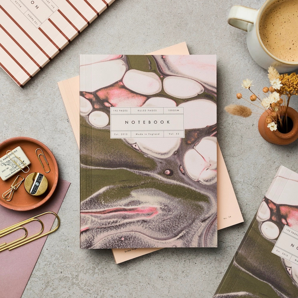 Katie Leamon Green Marble Lay-Flat Notebook - Vol. 53