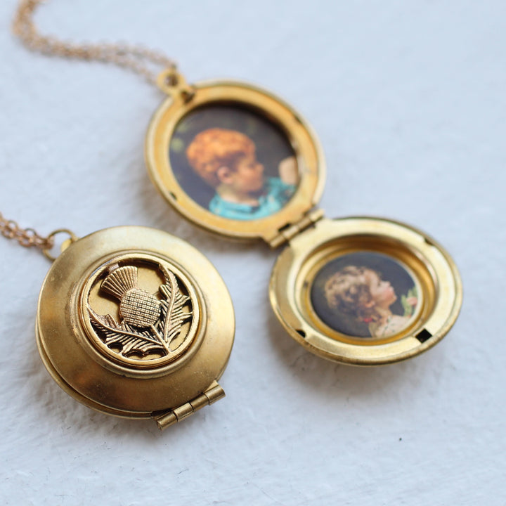 Gold Scottish Thistle Locket