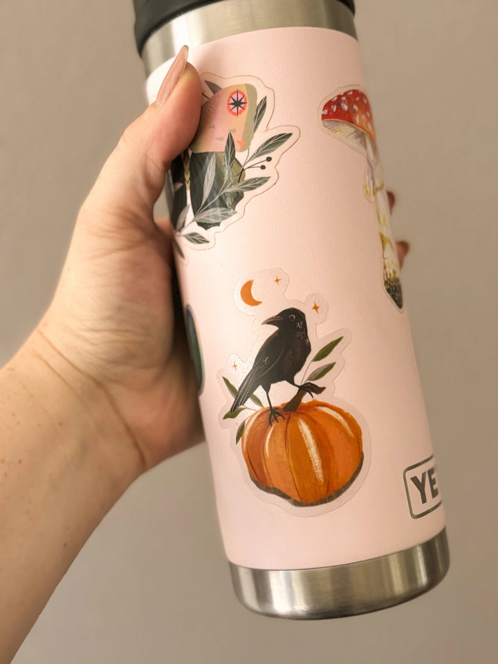 Pumpkin Lovin' Crow Clear Sticker