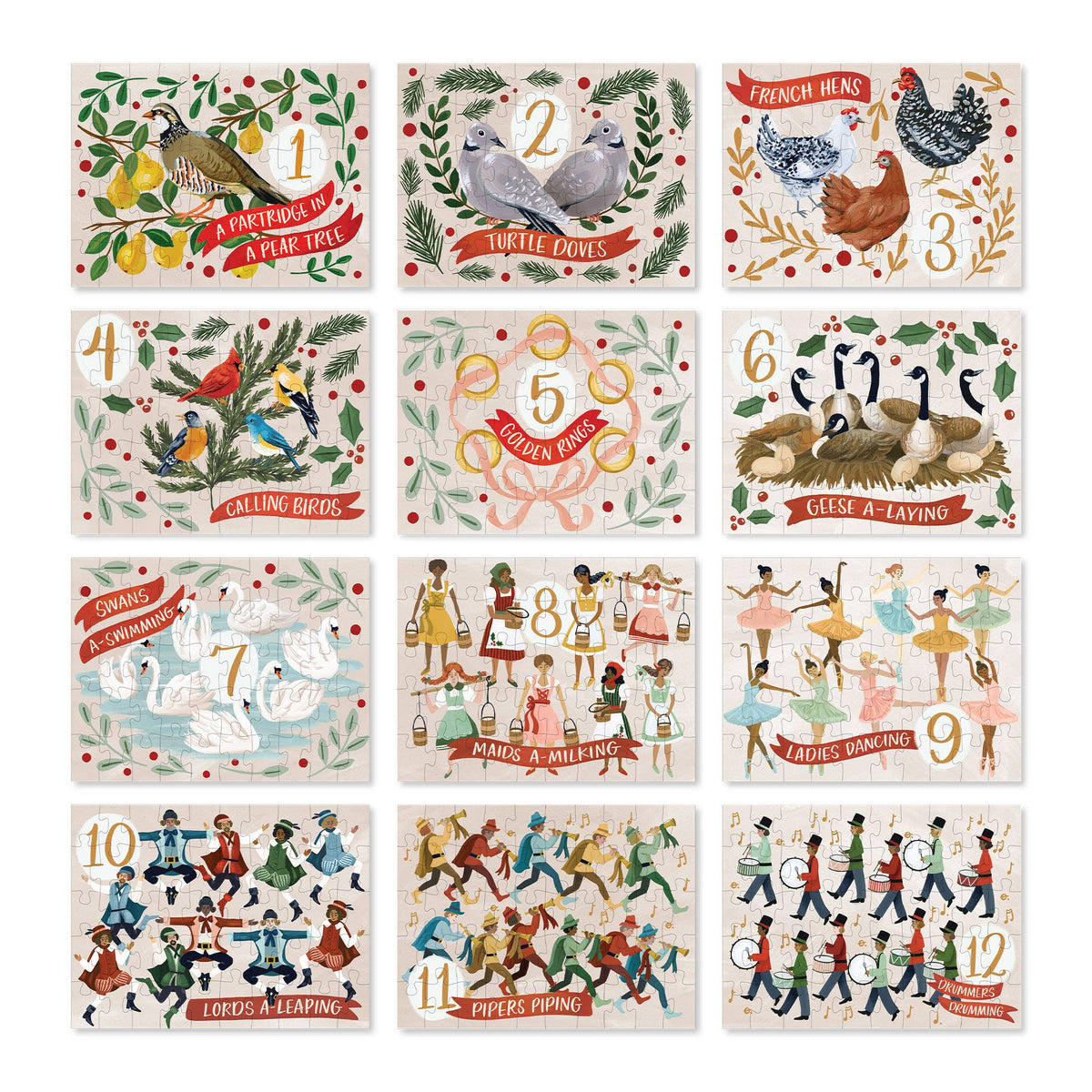 12 Days of Christmas Mini Puzzle Set of 12