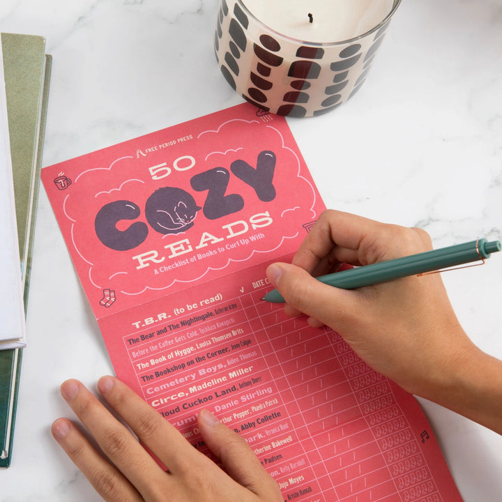 50 Cozy Reads Checklist Bookmark