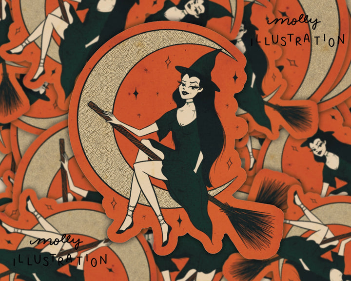 Season Of The Witch Retro Halloween Sticker