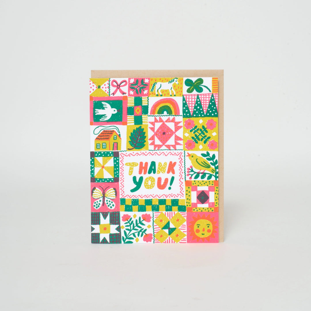 Folk Quilt Thank You Card