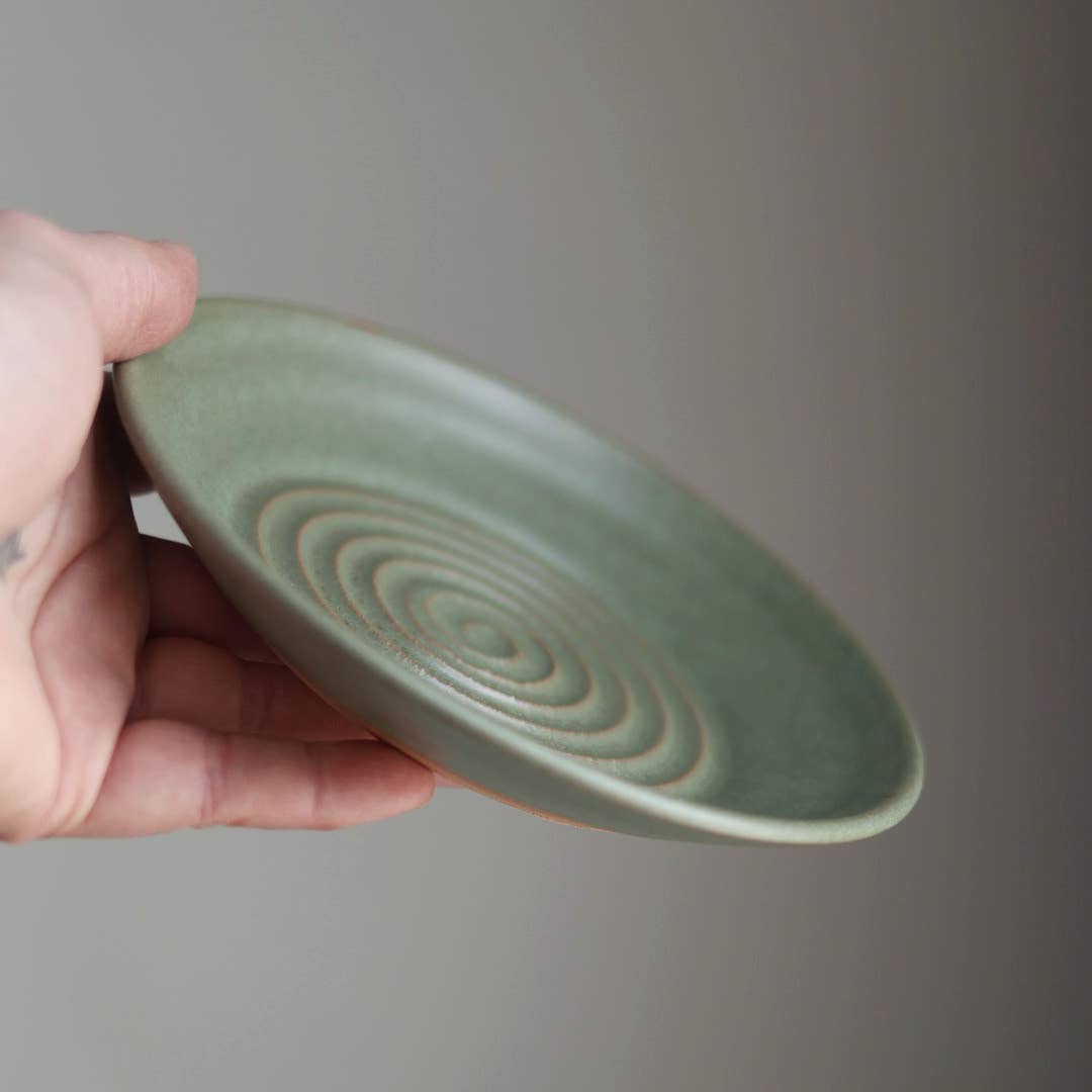 Handmade Ceramic Garlic Grater Plate - Sage Green