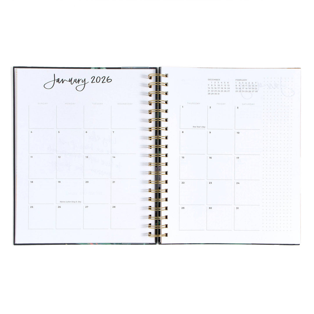 Dark Riverbend Floral Planner: 2026 Calendar Year