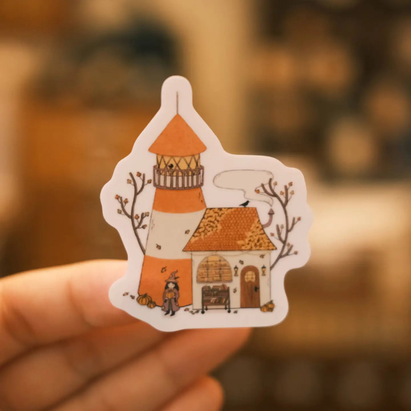 Spooky Lighthouse Bookshop Sticker