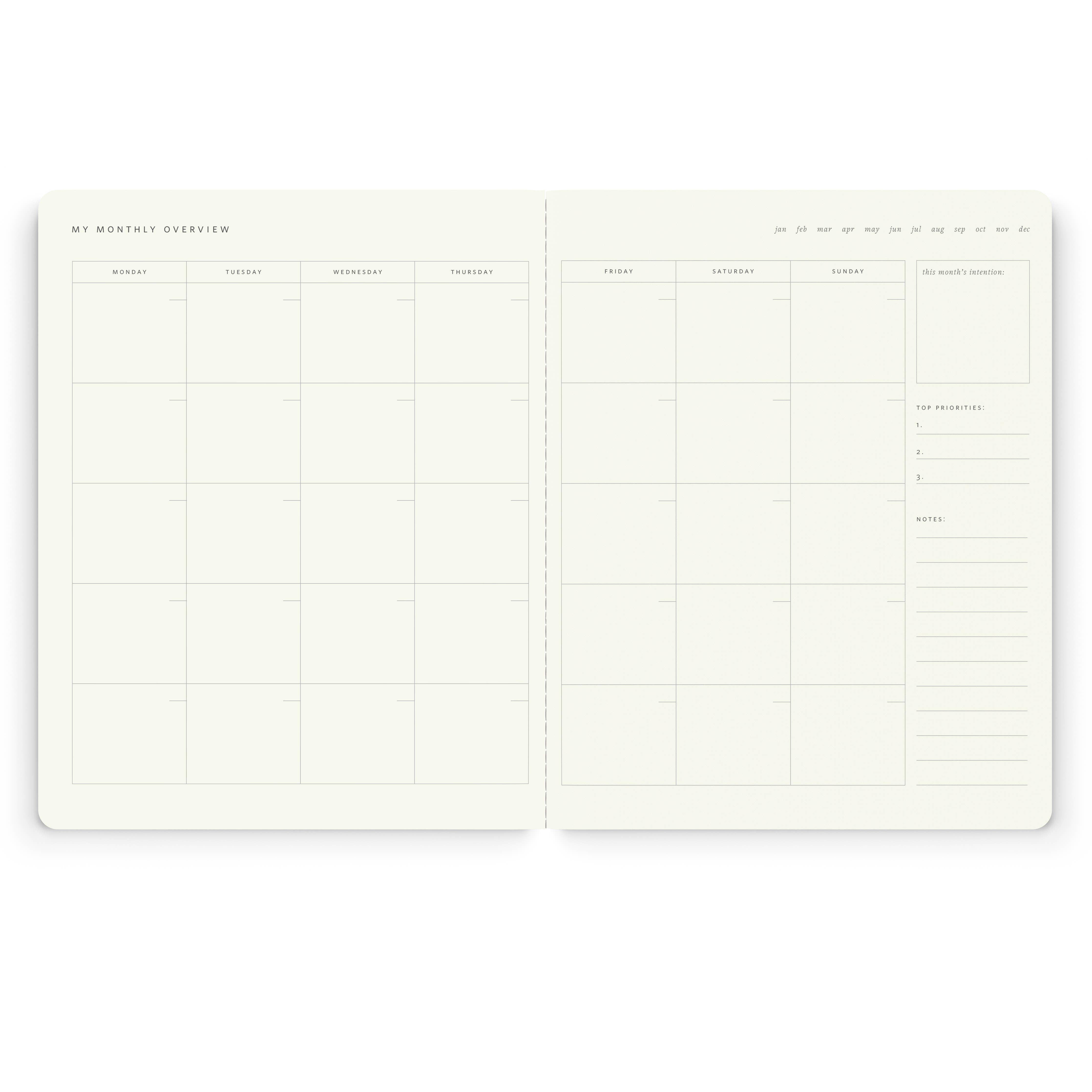 Orange Vine Stitched Monthly Planner