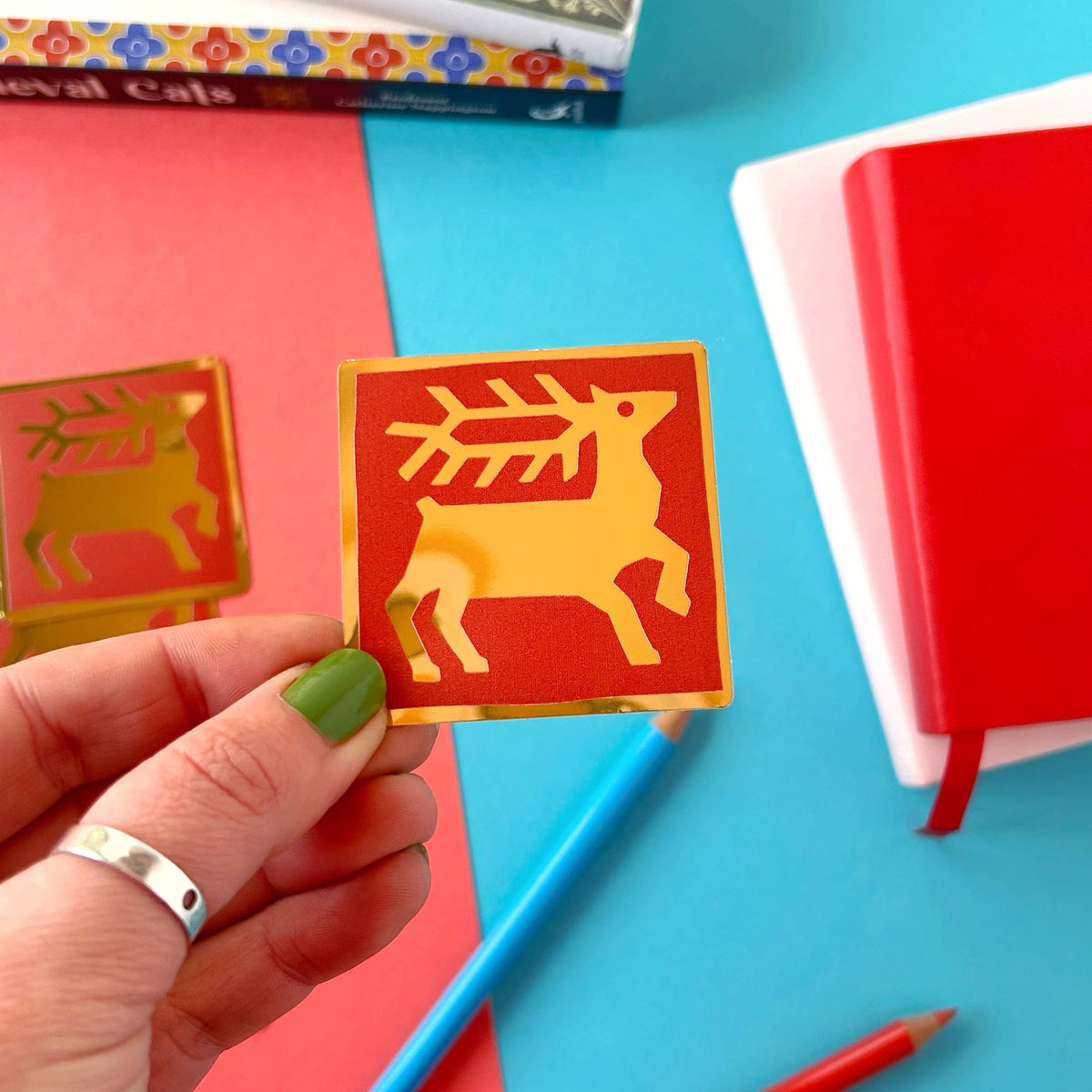 Medieval Deer Gold Foil Tile Sticker