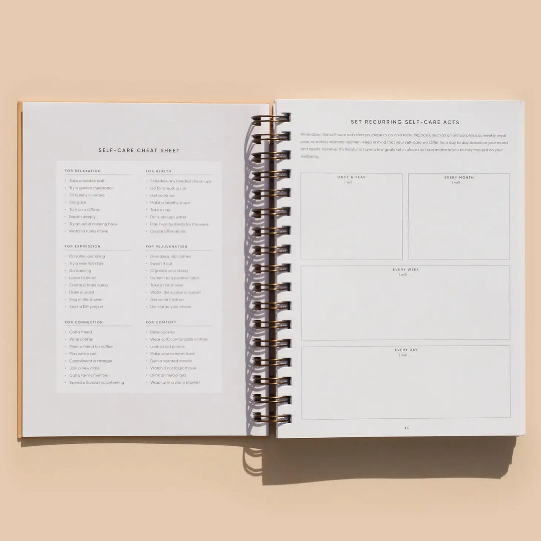 The Self-Care Planner begins with The Self-Care Plan: six steps designed to help you reflect on your current self-care practices, recognize areas where you can improve, and generate ideas for new self-care activities you enjoy. The planning features include monthly and weekly goal setting; daily, weekly, & monthly planning pages; monthly reflection & road map; year at a glance page; 27 additional notes pages; and quotes by inspiring women!