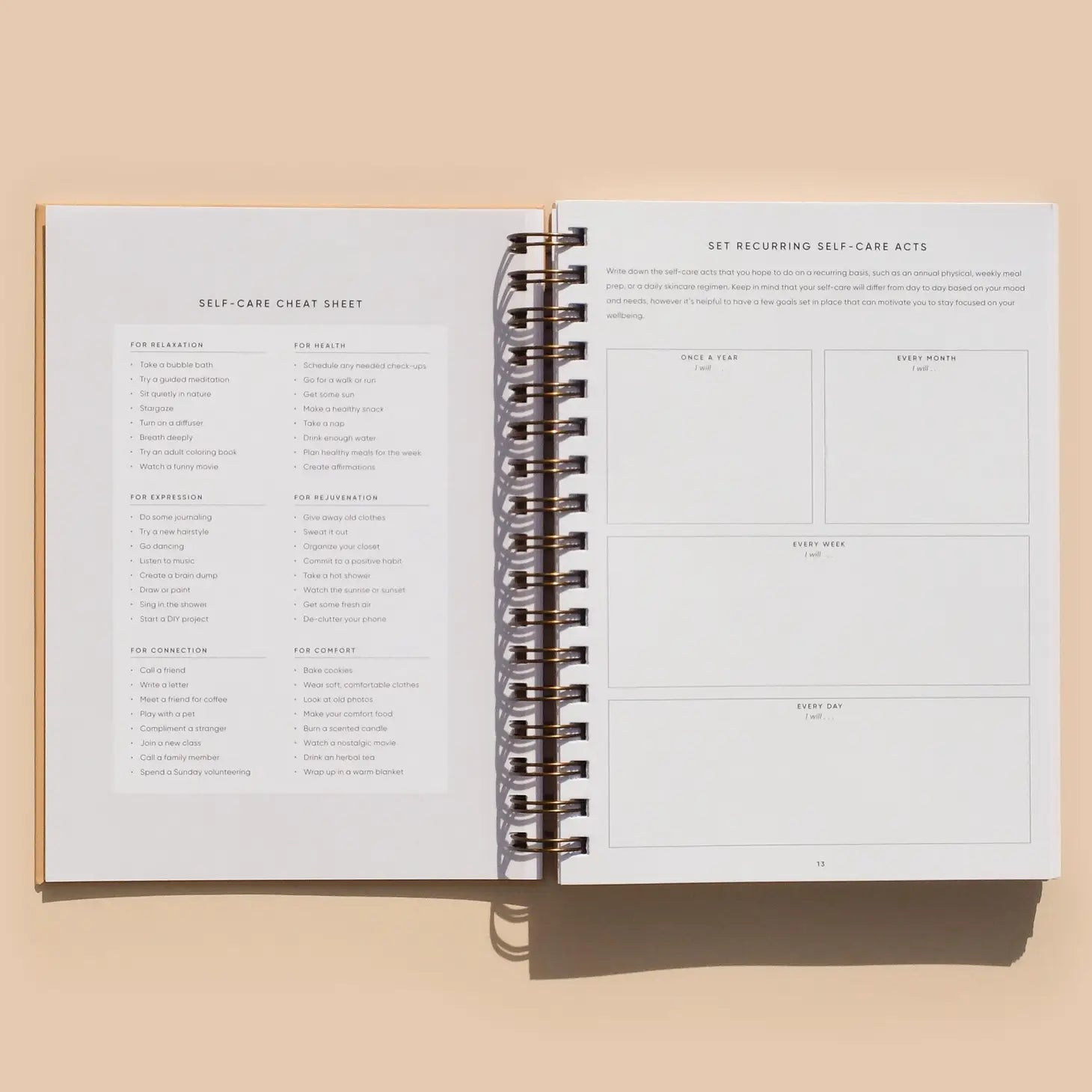The Self-Care Planner begins with The Self-Care Plan: six steps designed to help you reflect on your current self-care practices, recognize areas where you can improve, and generate ideas for new self-care activities you enjoy. The planning features include monthly and weekly goal setting; daily, weekly, & monthly planning pages; monthly reflection & road map; year at a glance page; 27 additional notes pages; and quotes by inspiring women!