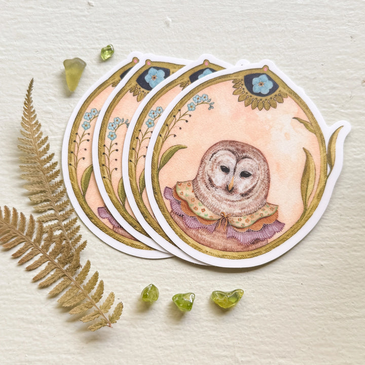 Owl of Forget-Me-Nots Sticker
