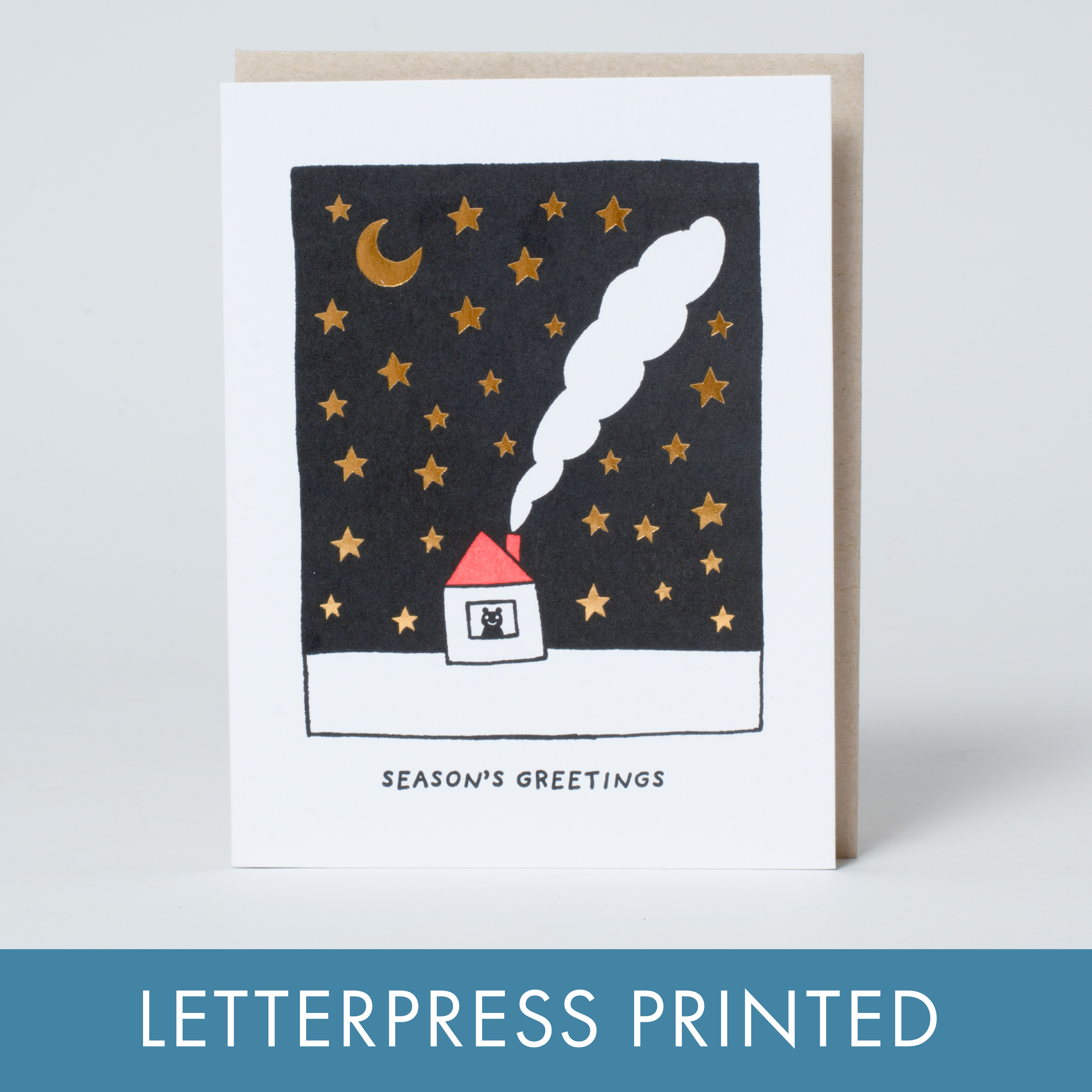 Starry Night Season's Greetings Letterpress Card