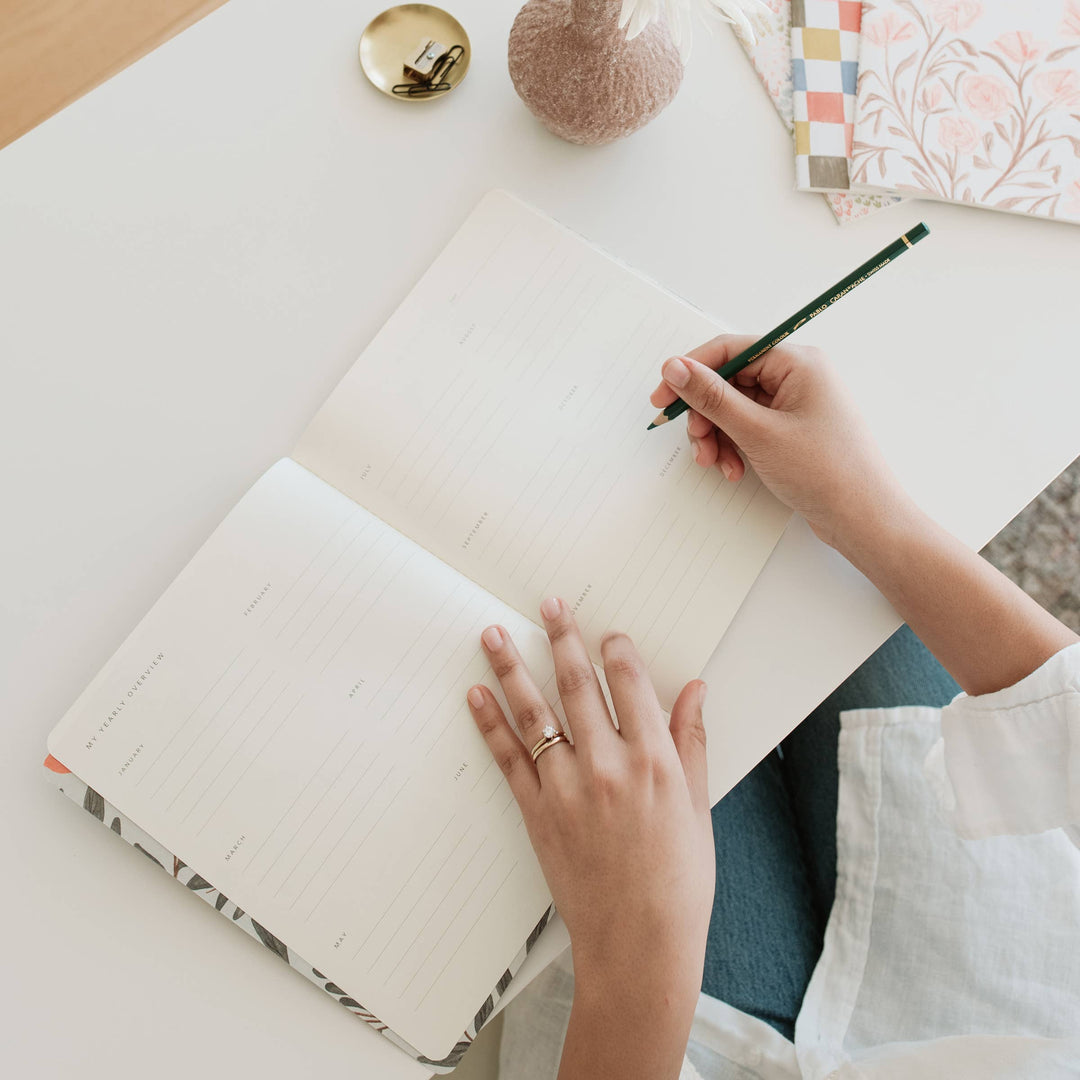 Pink Floral Stitched Monthly Planner