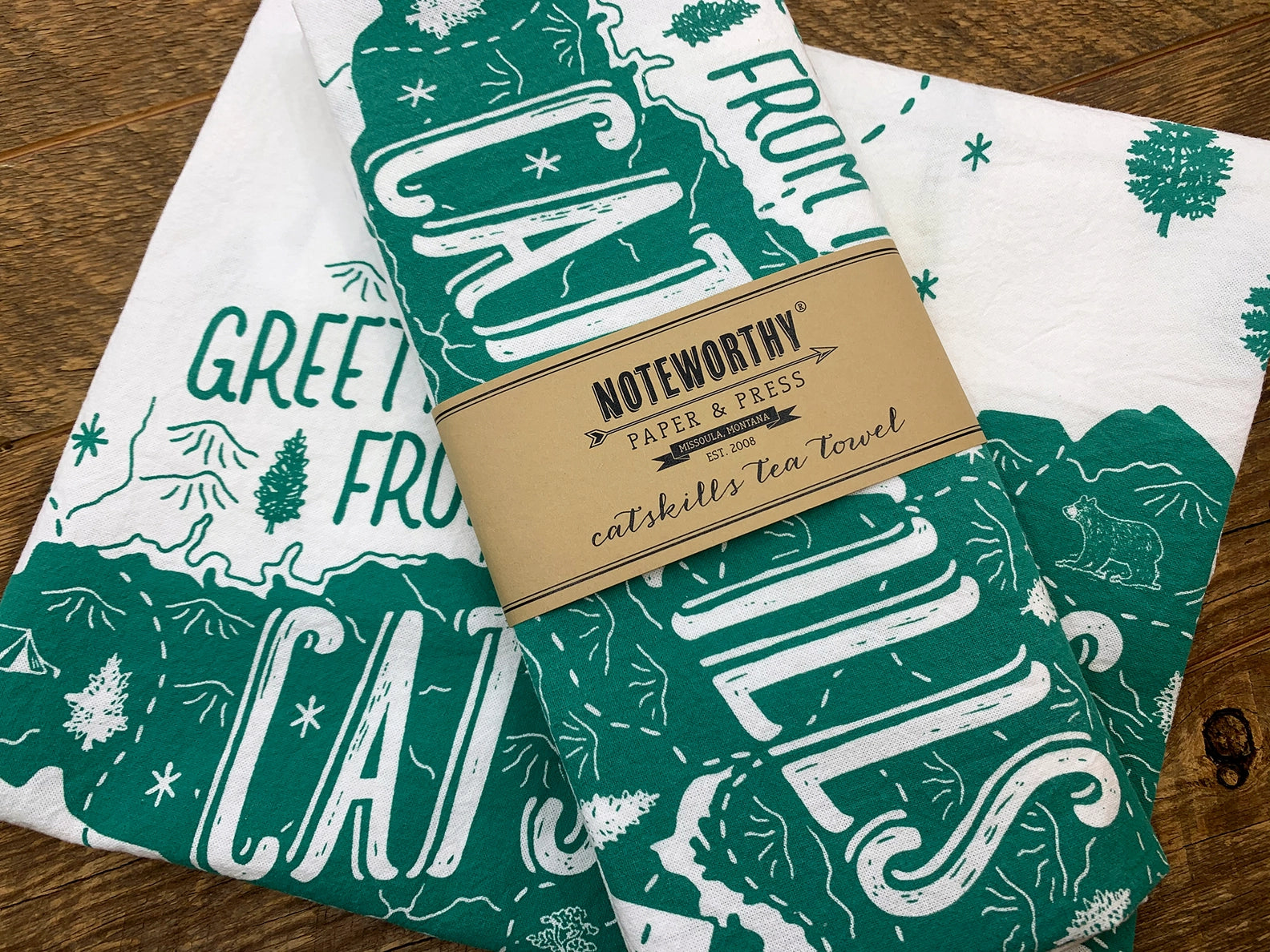 Greetings From The Catskills Tea Towel