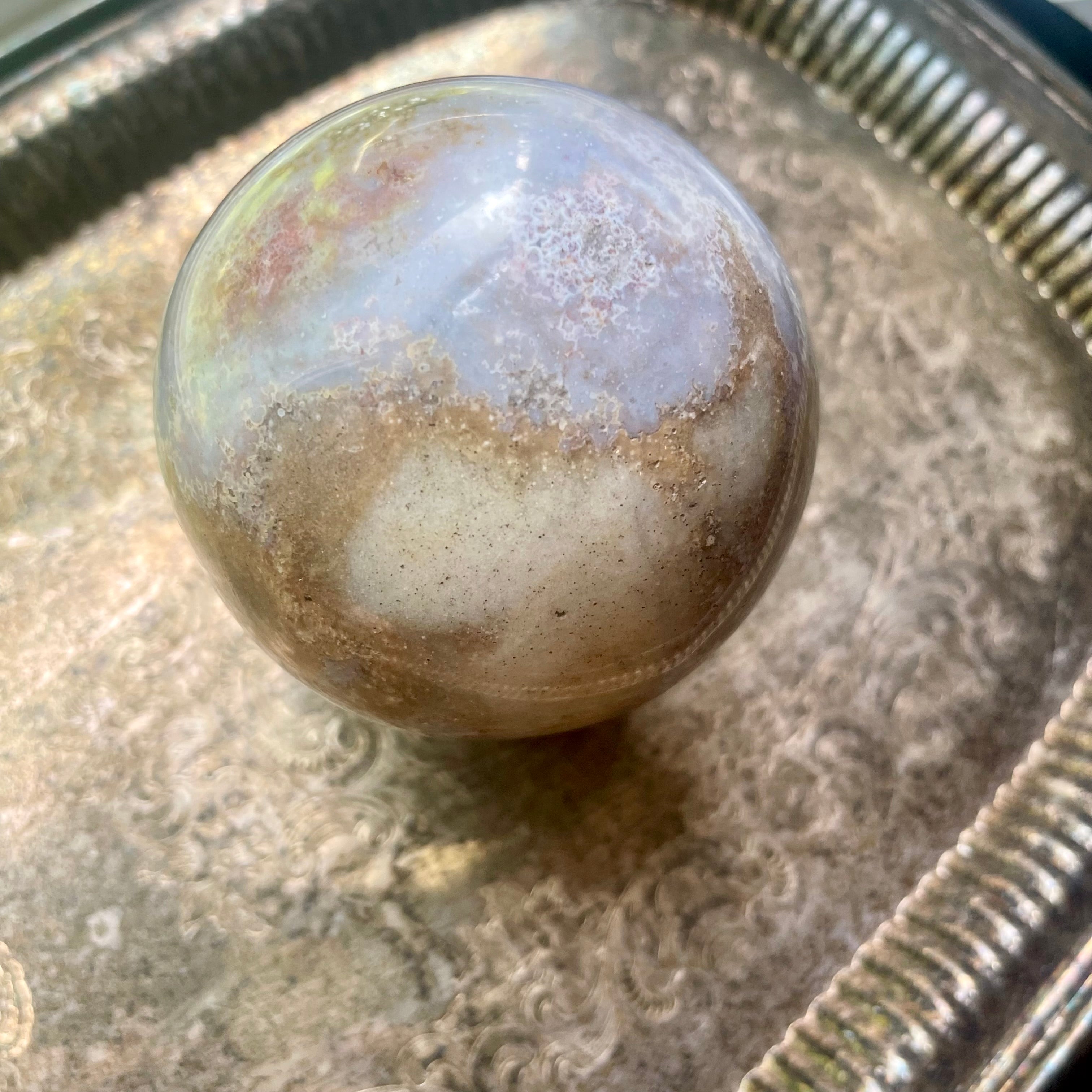 Jumbo Ocean Jasper Crystal Sphere - Lichen Worlds