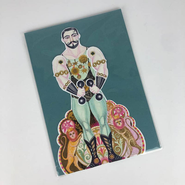 Alexander the Strongman Die-Cut Articulating Card