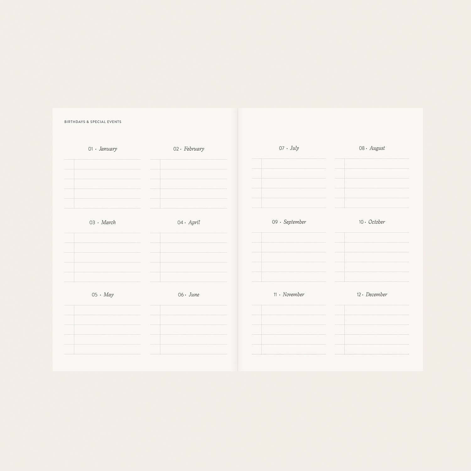 Song Birds Linen Undated Planner