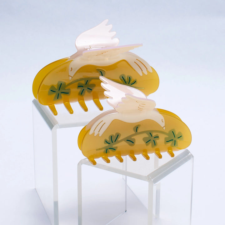 Lucky Dove & Clover Hair Claw Clip