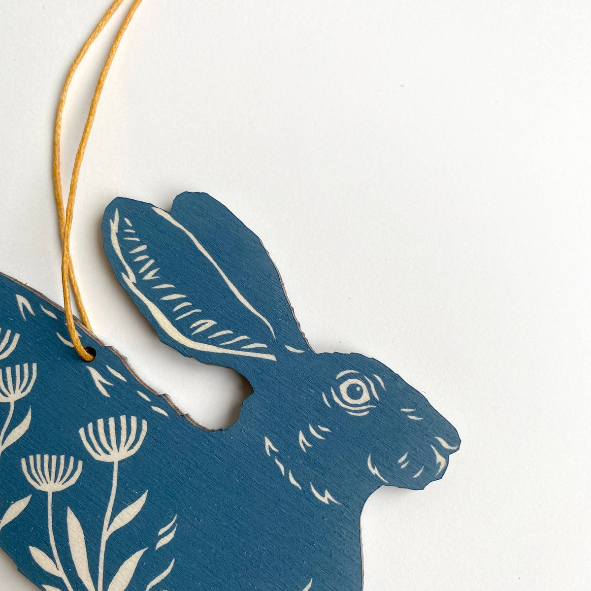 Leaping Hare - Screen Printed Wooden Ornament