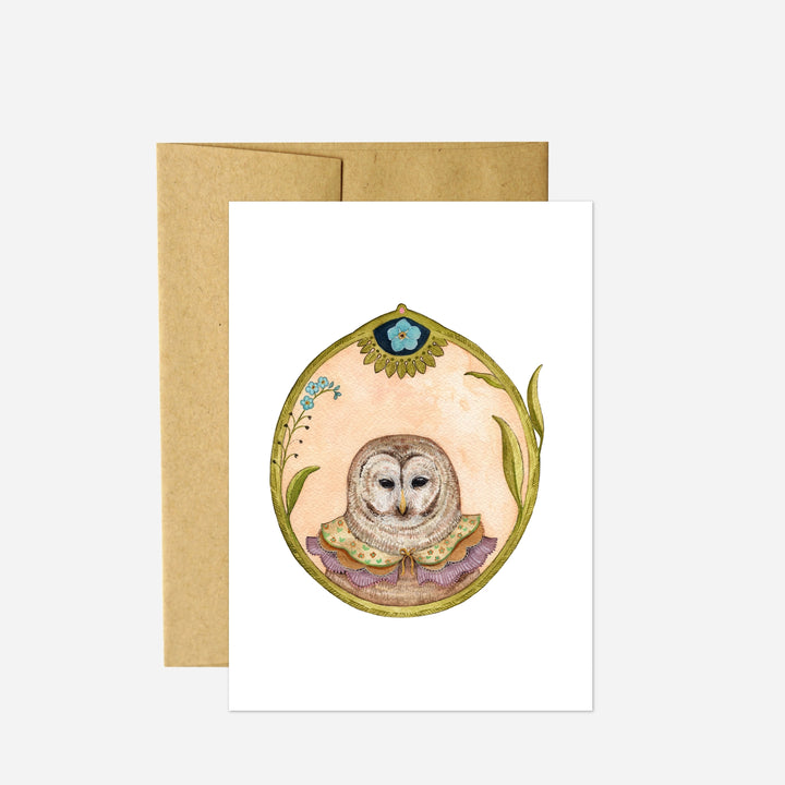Owl of Forget-Me-Nots Card