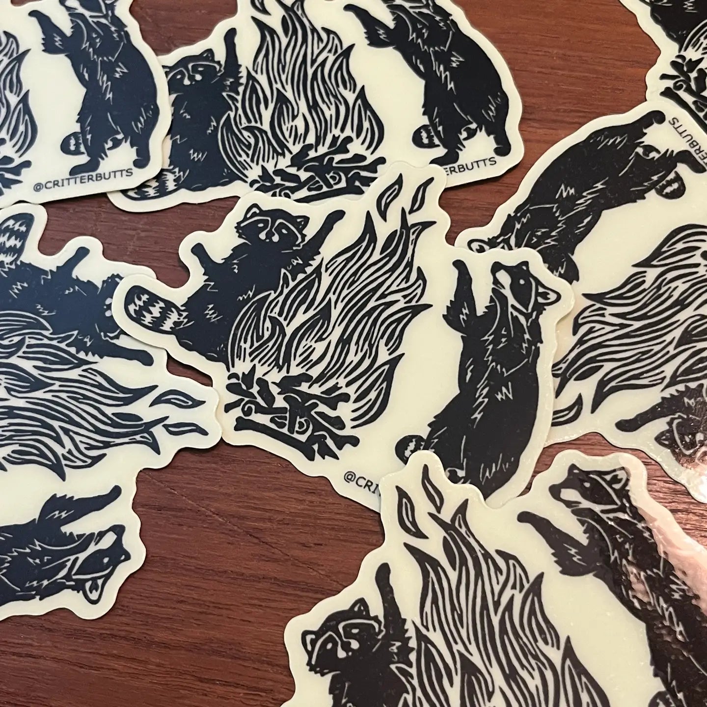 Glow in the Dark Raccoon Bonfire Sticker
