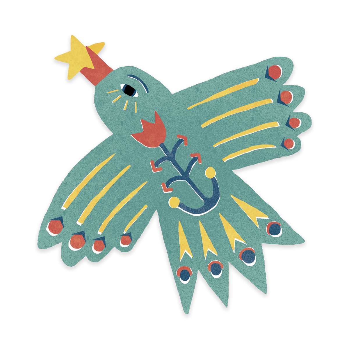 Folk Star Bird Sticker