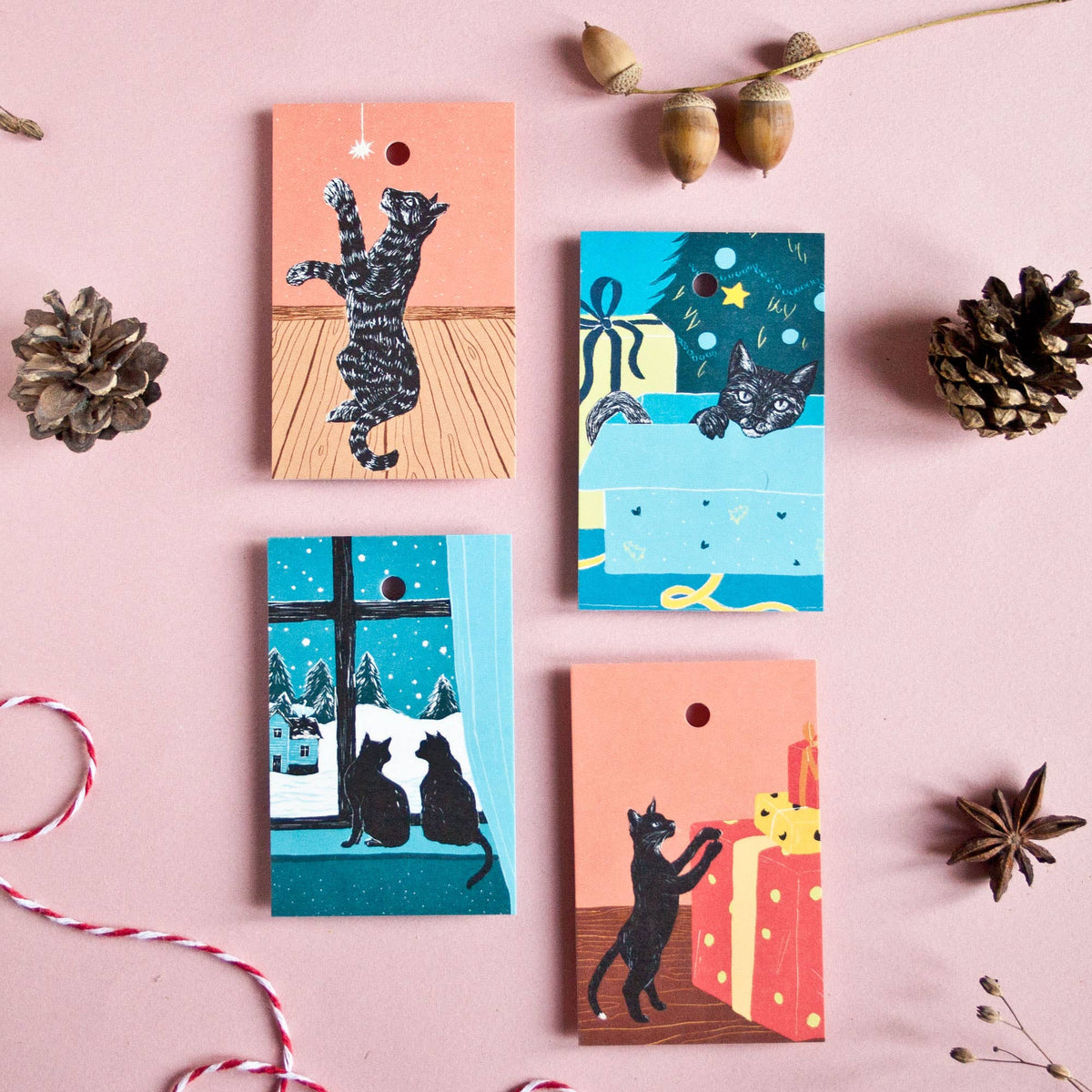 Gift Tag Set - Cats for Christmas