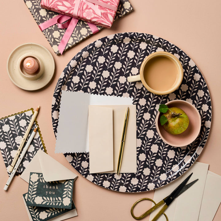 Ink Flora Round Tray