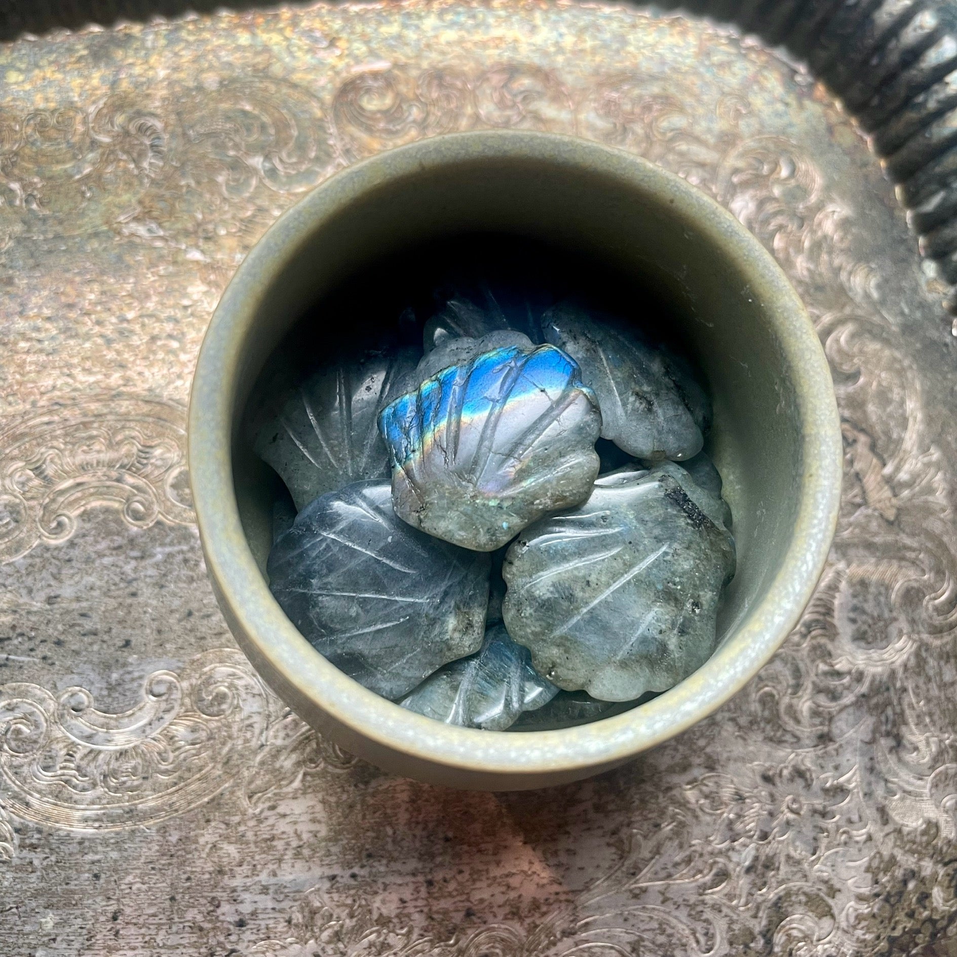 Labradorite - Crystal Seashell Carving