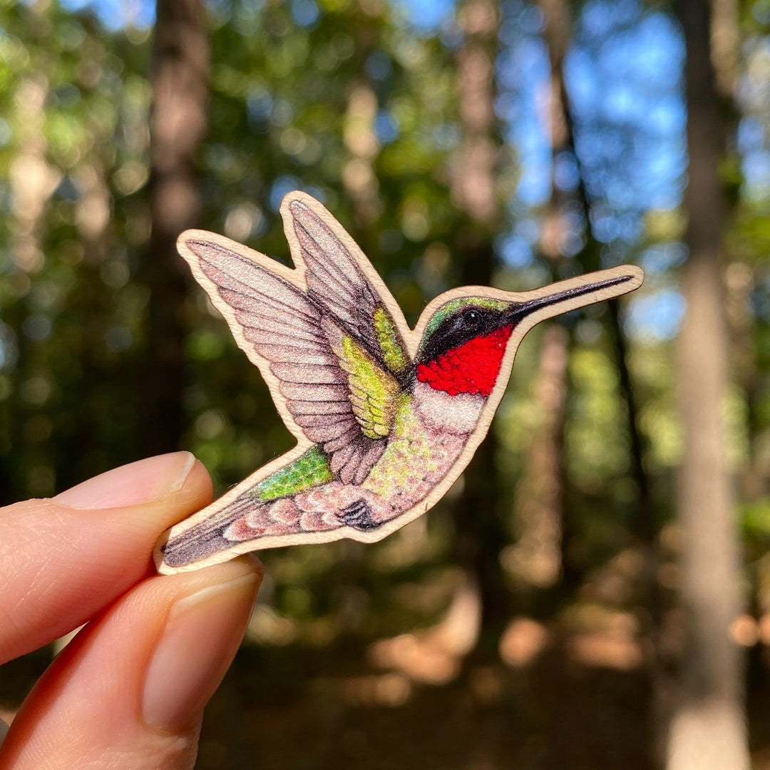 Wooden Hummingbird Pin