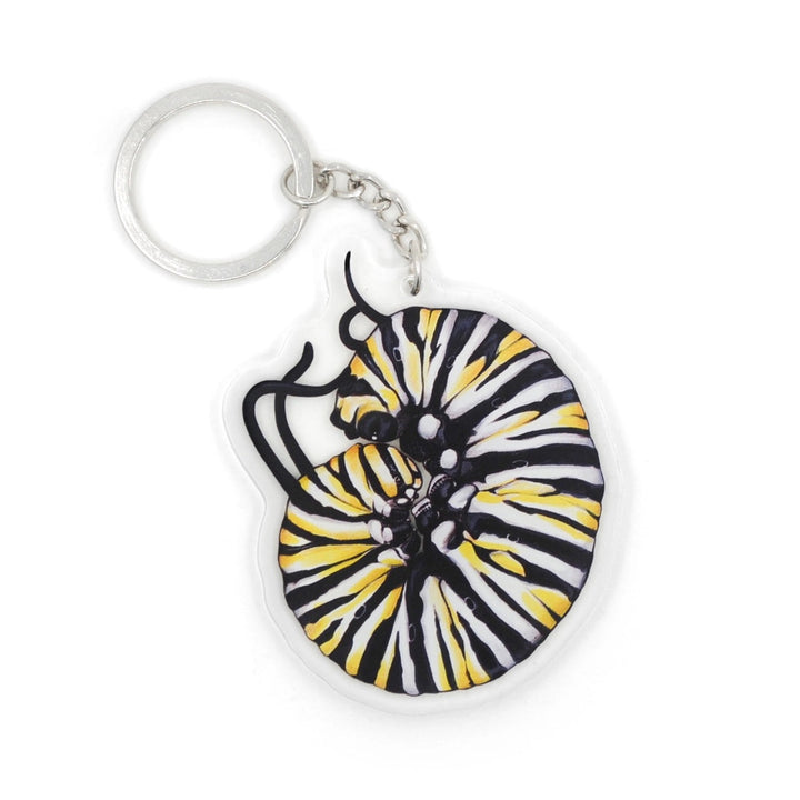 Curled Monarch Caterpillar Keychain