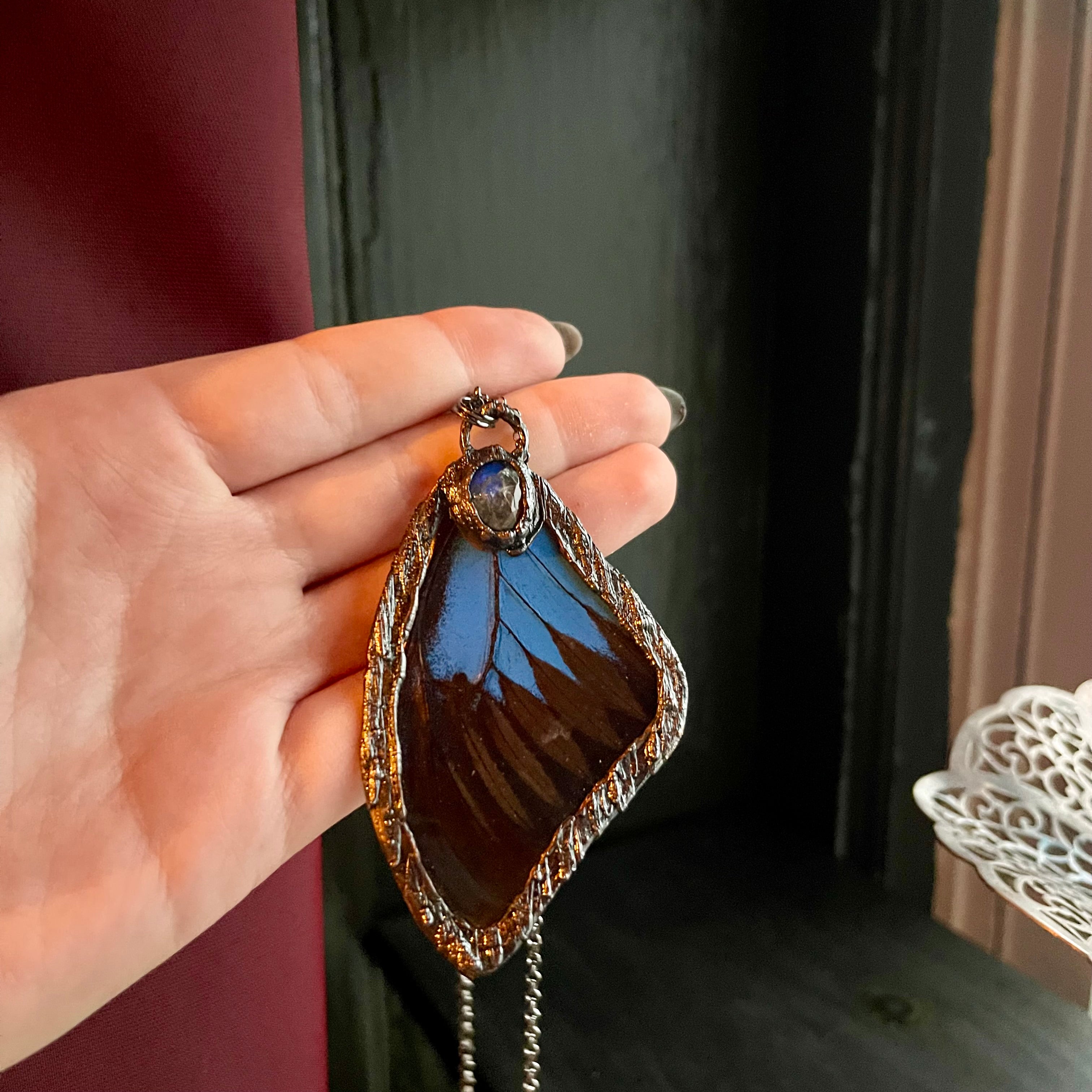 Butterfly Wing and Crystal Necklaces