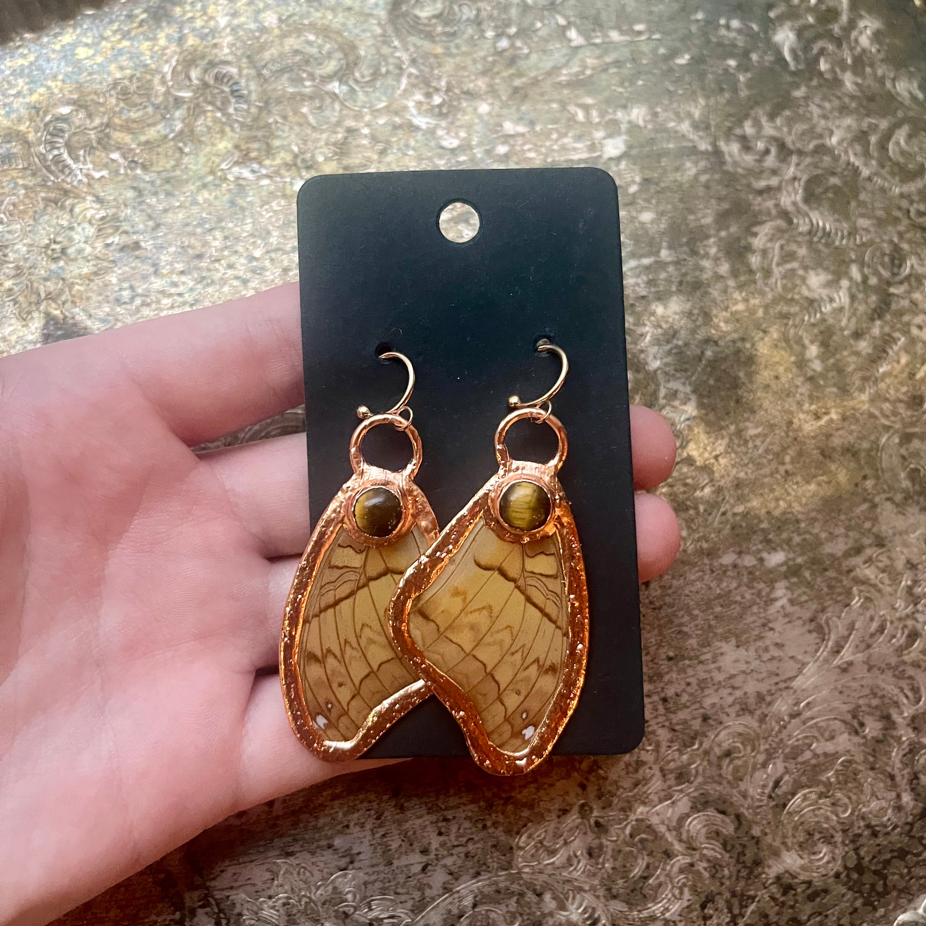 Butterfly Wing and Crystal Earrings