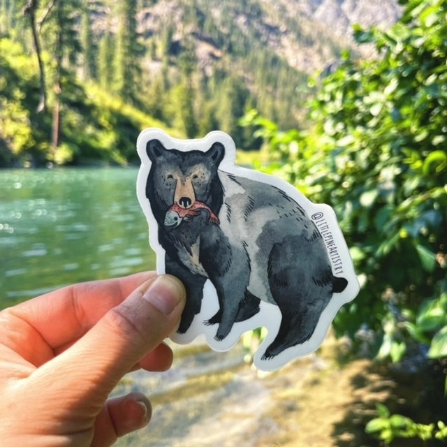 Black Bear Fishing Sticker – Of Aspen Curated Gifts