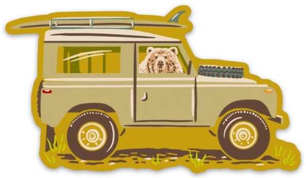 Bear-In-A-Rover Sticker